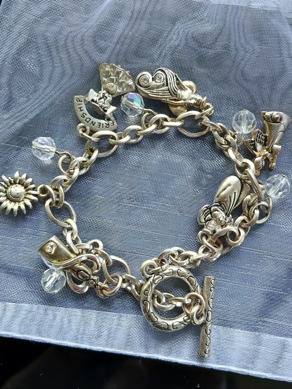 Angels Friendship Charm Bracelet Silvertone Faith Religious Heart Jewelry - Picture 3 of 10